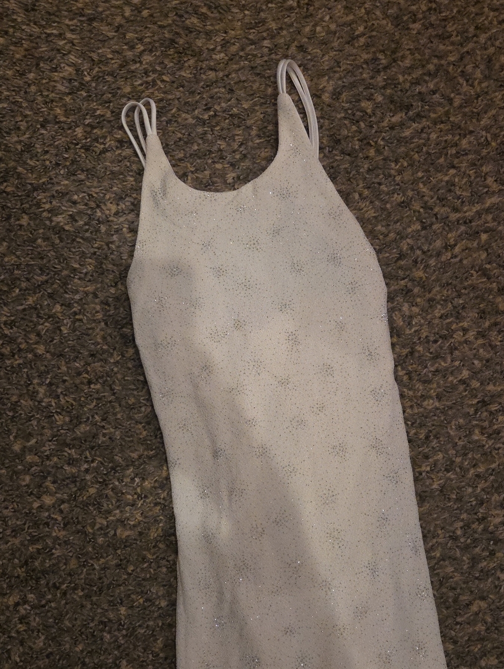 Bari Jay White Beaded Slip Gown with Double Straps